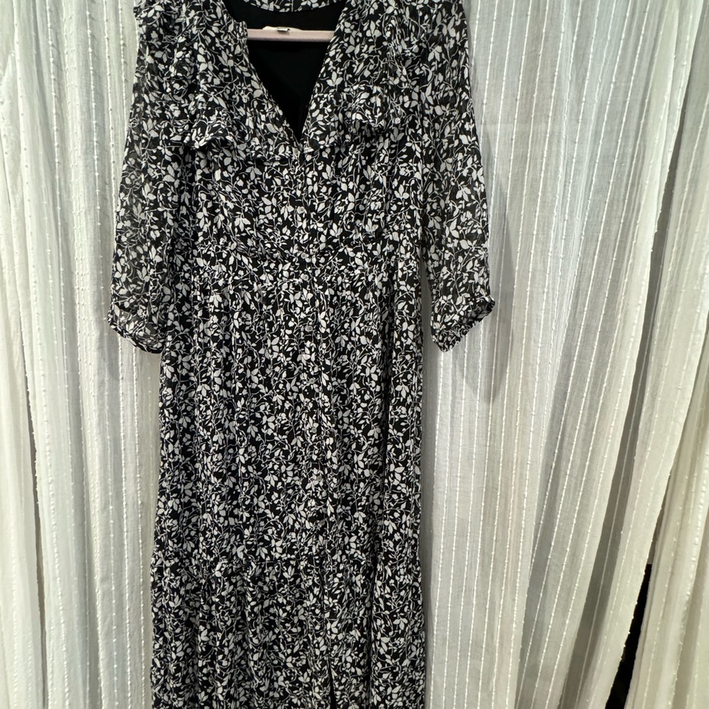 loft black and white long dress
